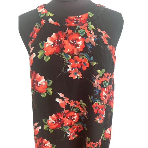 Betsy Johnson Black & Red Floral Print, Sleeveless, Lined Dress, Size 10 - Picture 2 of 10
